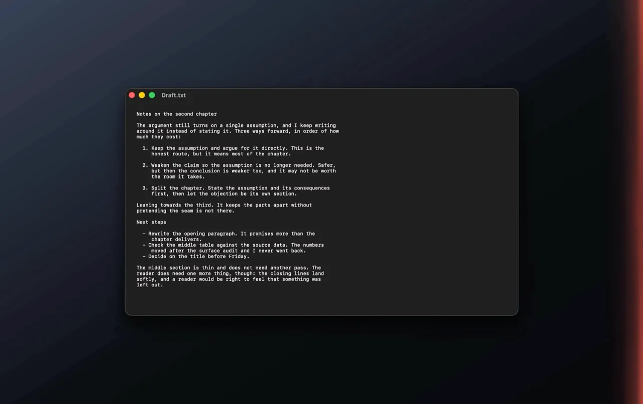 A quiet light stays lit along the edge of the screen.