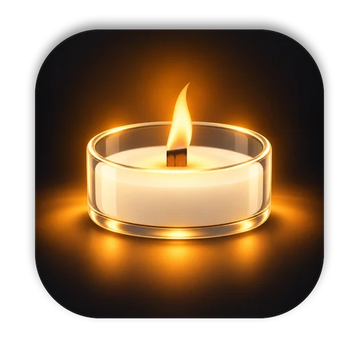 The Petit Fire app icon: a small tea light in a glass cup.