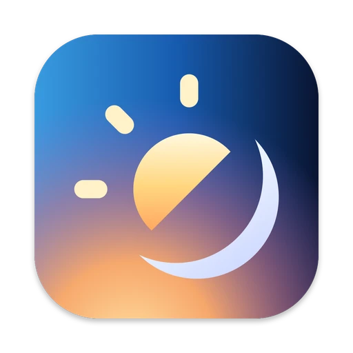 The Petit Sky app icon: a sun and a crescent moon on a sky that goes from blue to dusk.